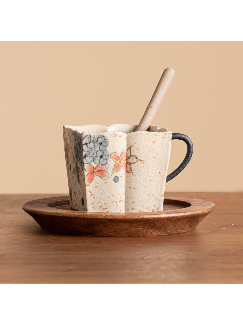 Vintage Square Floral Ceramic Coffee Cup - Exquisite Art Gifts