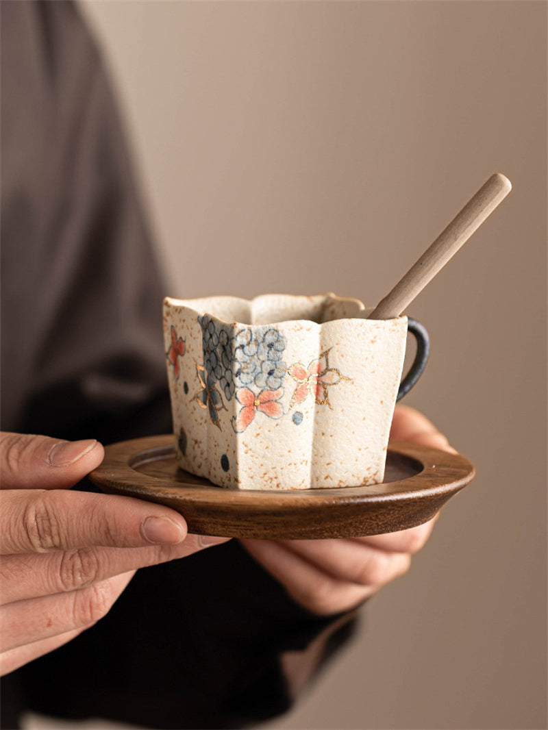 Vintage Square Floral Ceramic Coffee Cup - Exquisite Art Gifts