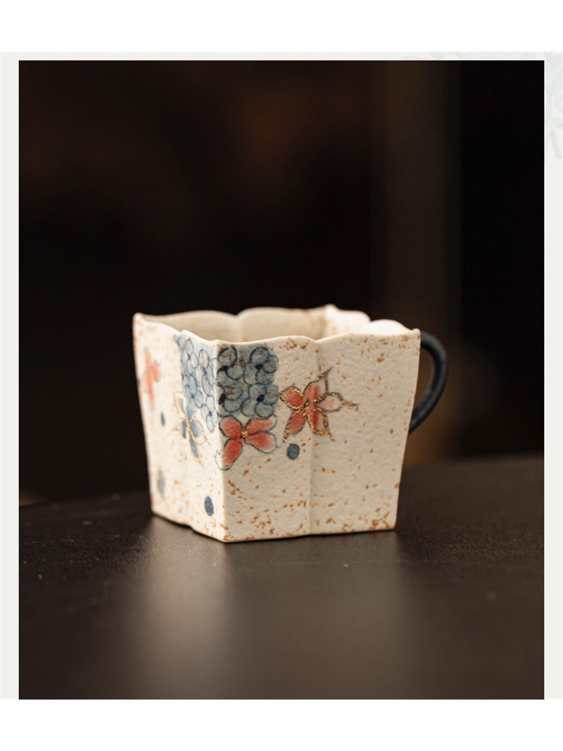 Vintage Square Floral Ceramic Coffee Cup - Exquisite Art Gifts