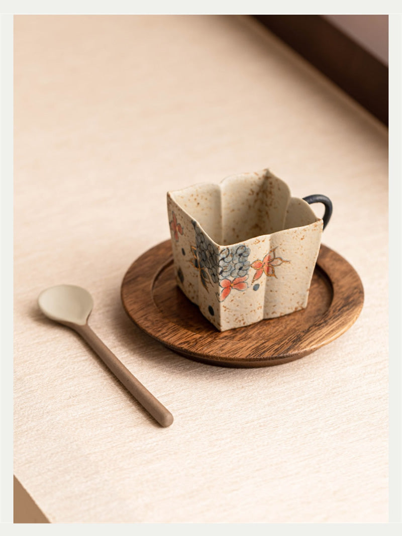 Vintage Square Floral Ceramic Coffee Cup - Exquisite Art Gifts