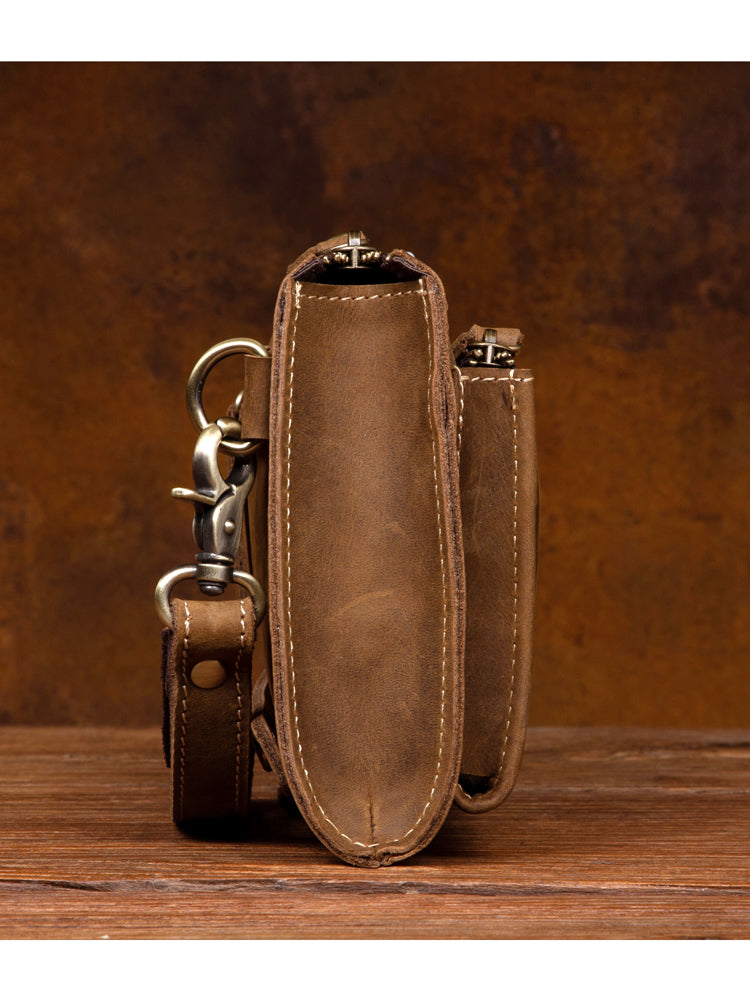 Vintage top layer cowhide handbag, phone bag, multi-layer storage