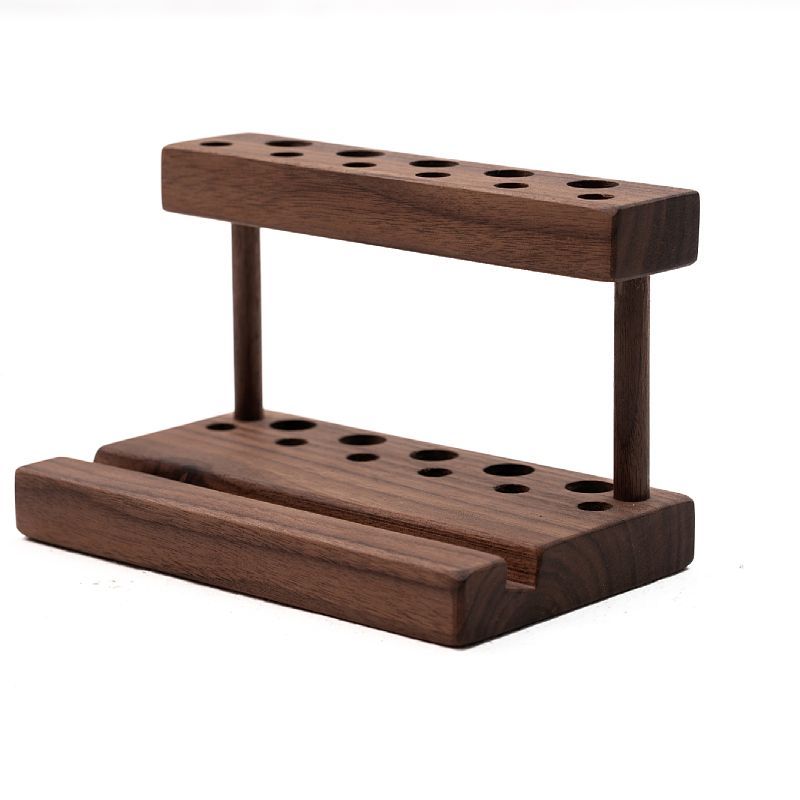 Walnut Wood Pen Holder&Phone Stand - Desk Organizer for Pens & Markers, Office & Home Storage
