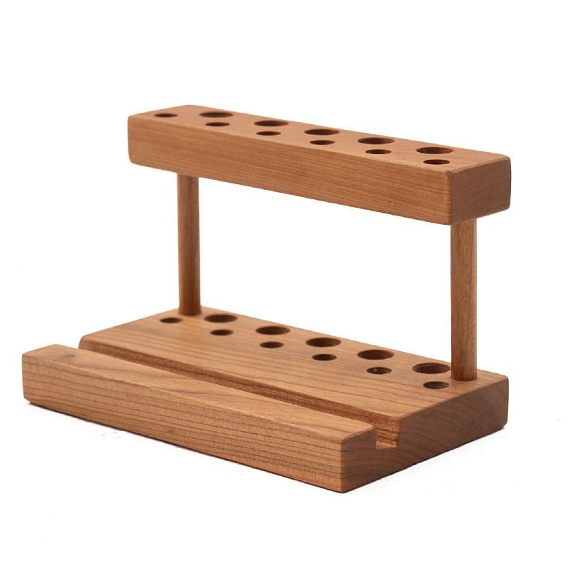 Walnut Wood Pen Holder&Phone Stand - Desk Organizer for Pens & Markers, Office & Home Storage