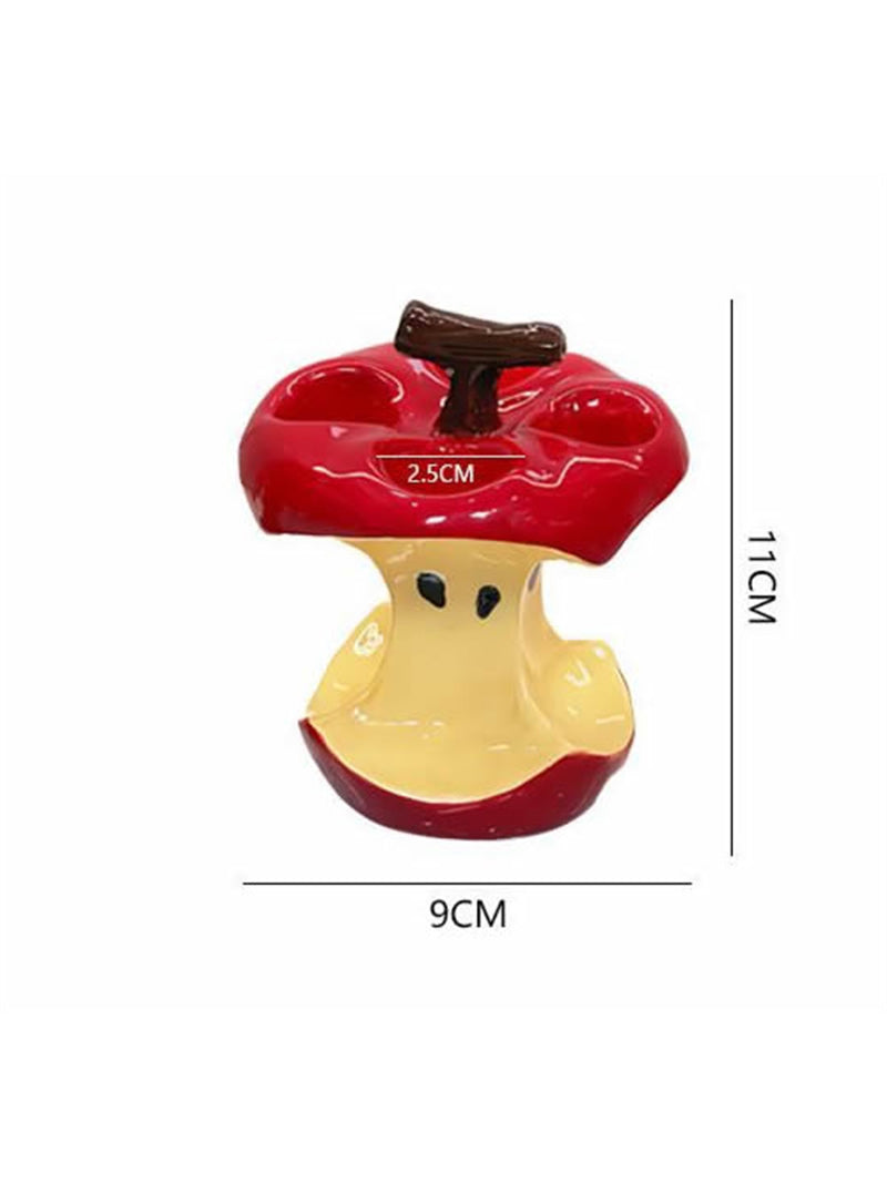 Whimsical Apple Core Ceramic Toothbrush Holder - Fun Bathroom Decor Organizer