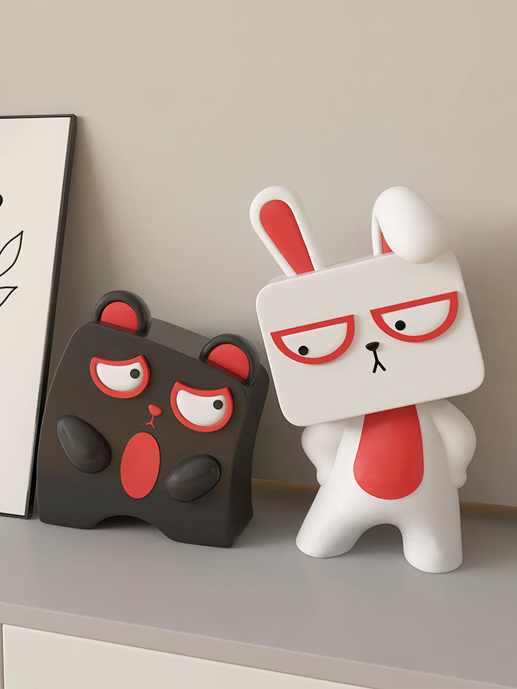 Whimsical Bunny And Bear Figurines: With Piggy Bank Function, Creative Gift