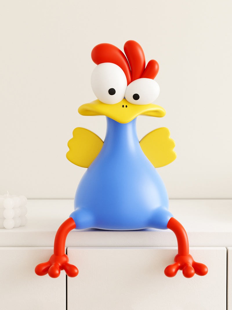 Whimsical Cartoon Rooster Vase - Playful Home Decor for Living Room & Shelf Styling