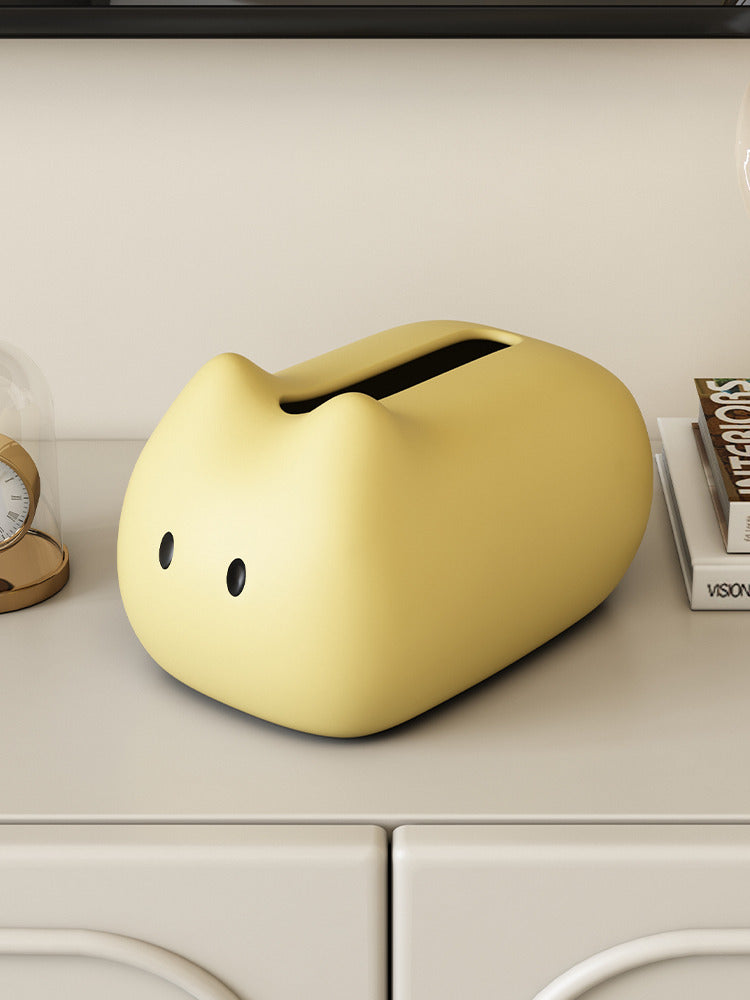 Whimsical Cat Tissue Holder, Funny Office Desk Decor