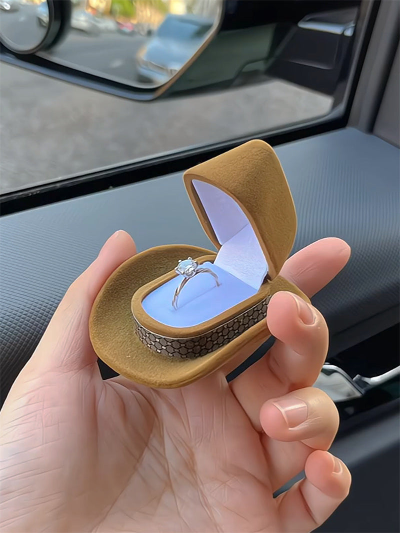 Whimsical Cowboy Hat Ring Holder Box,Jewelry Organizer