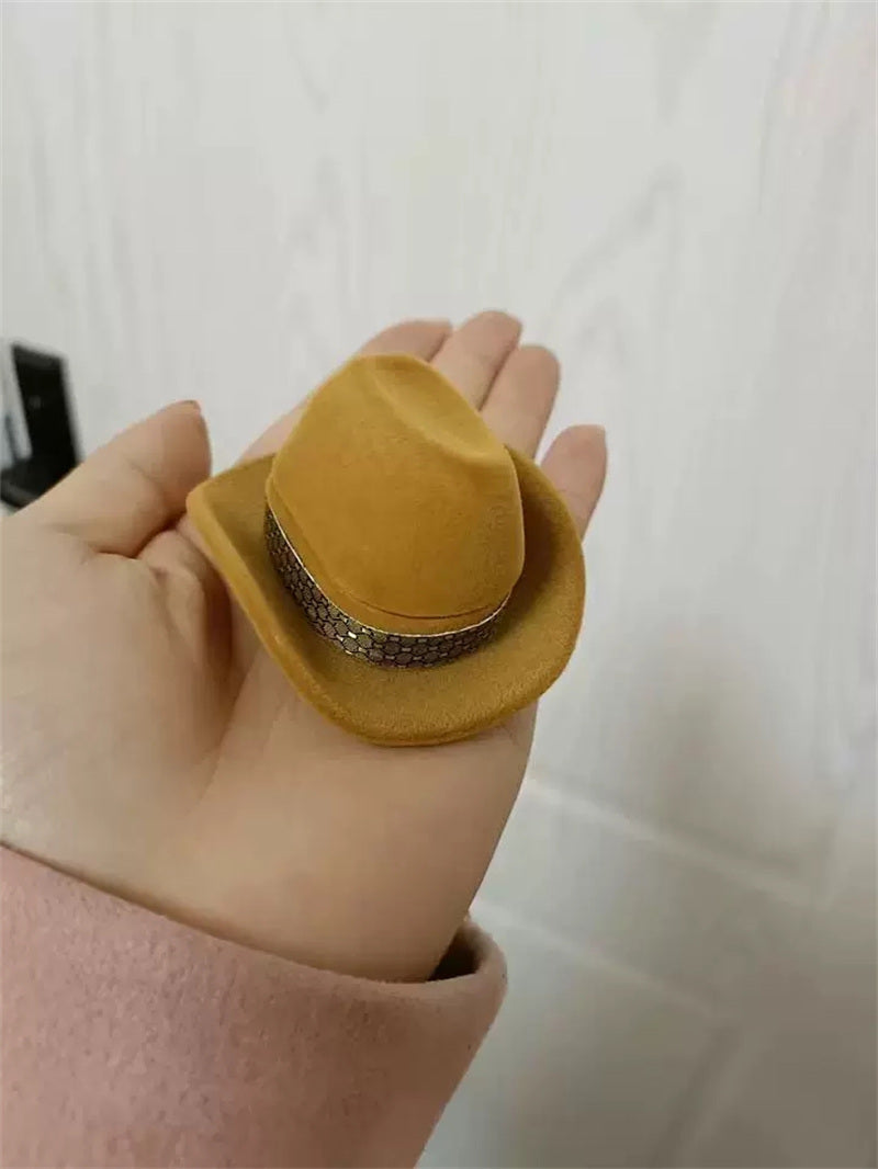 Whimsical Cowboy Hat Ring Holder Box,Jewelry Organizer