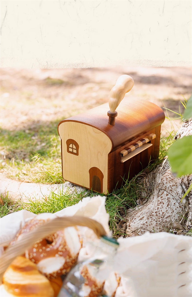 Whimsical Toast-Shaped Wooden Tissue Box - Playful Home Kitchen Decor