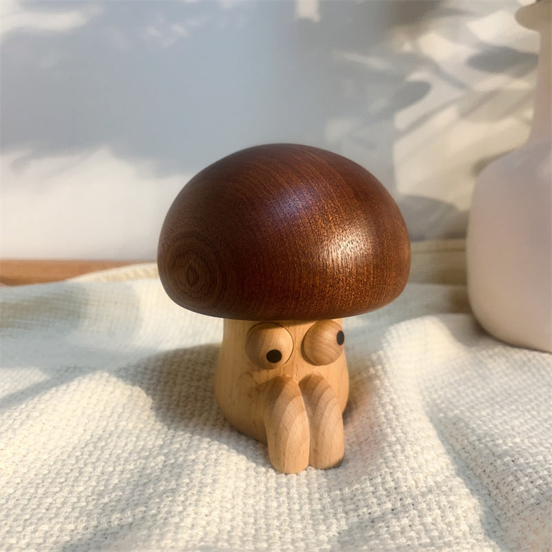 Whimsical Wooden Mushroom Music Box - Cute Eyes & Magical Melody