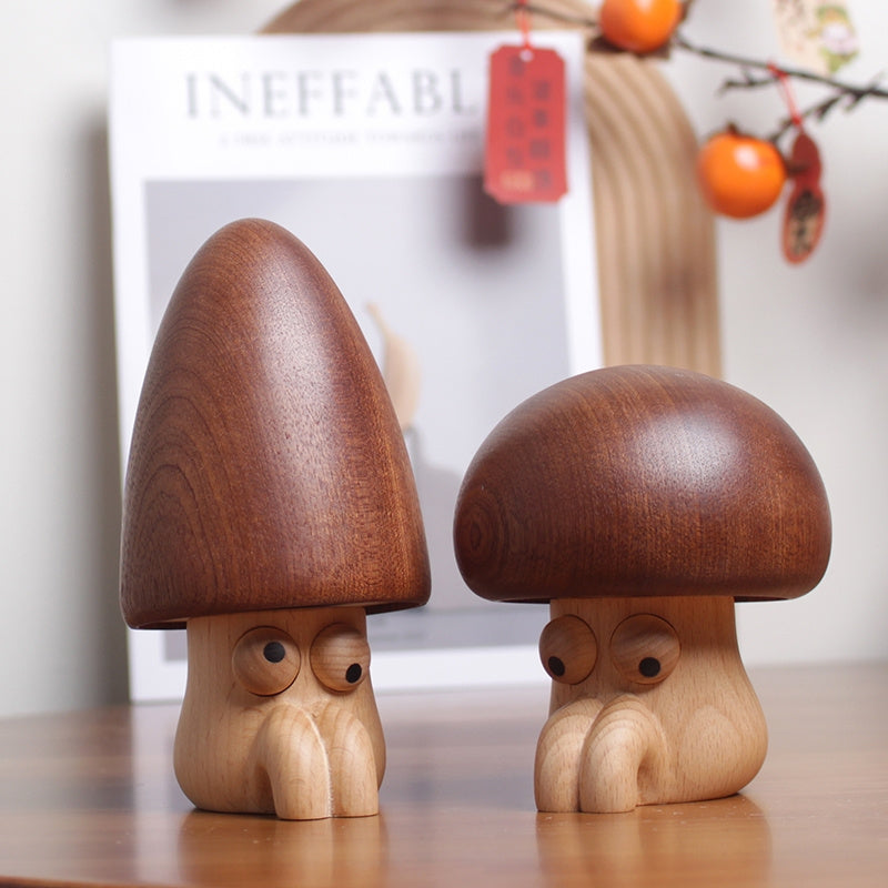 Whimsical Wooden Mushroom Music Box - Cute Eyes & Magical Melody