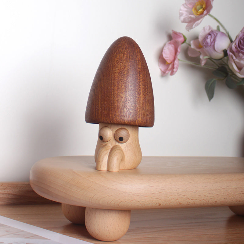 Whimsical Wooden Mushroom Music Box - Cute Eyes & Magical Melody