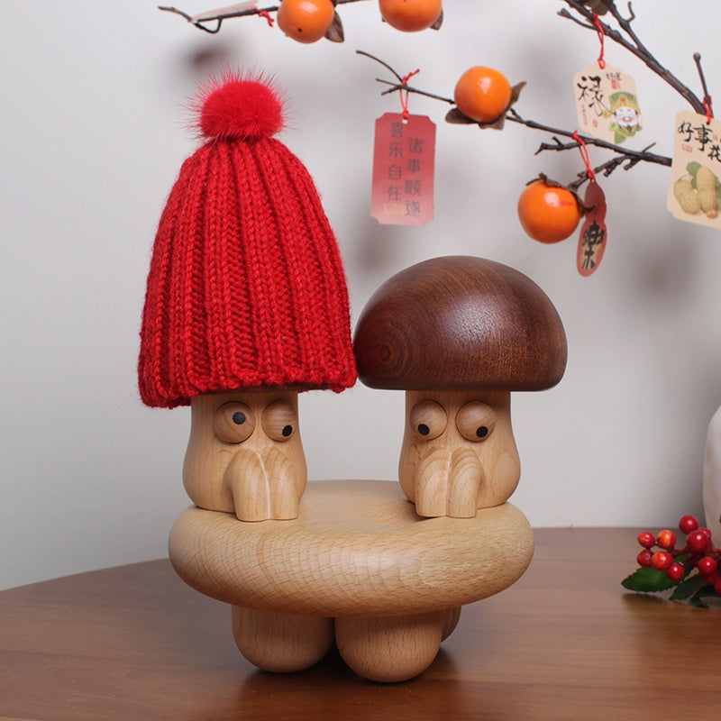 Whimsical Wooden Mushroom Music Box - Cute Eyes & Magical Melody