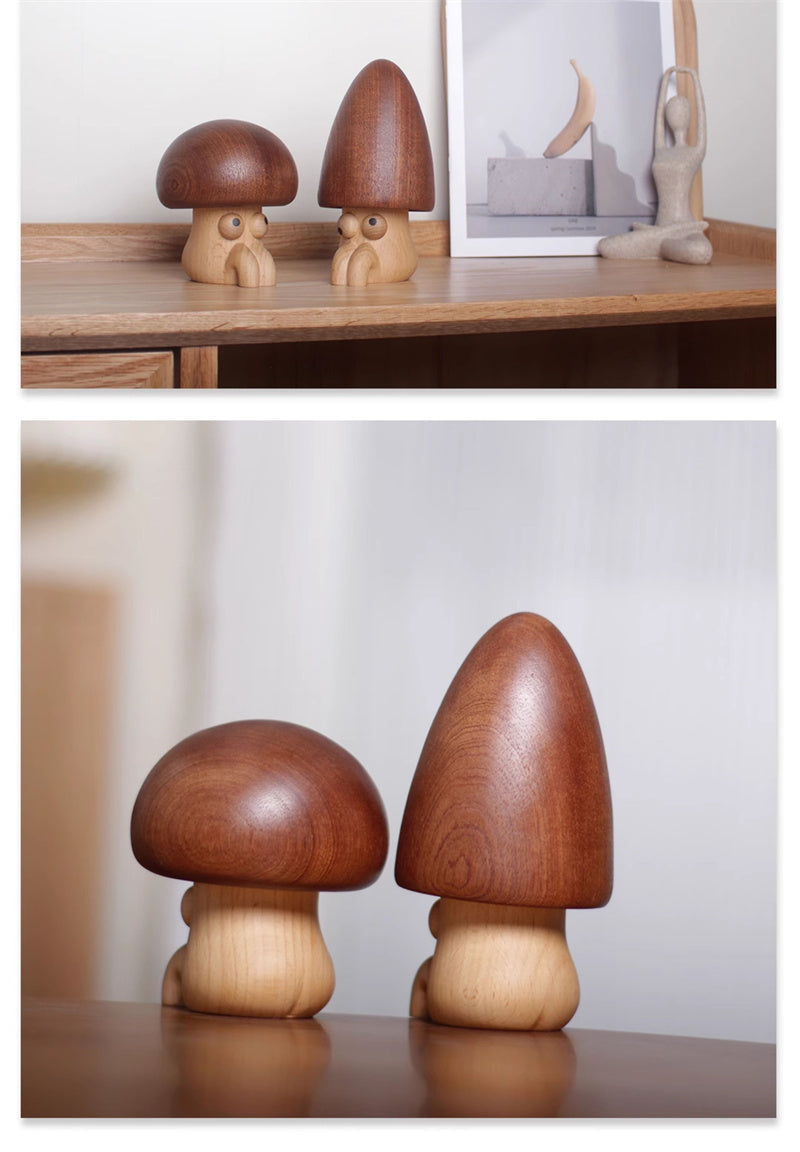 Whimsical Wooden Mushroom Music Box - Cute Eyes & Magical Melody