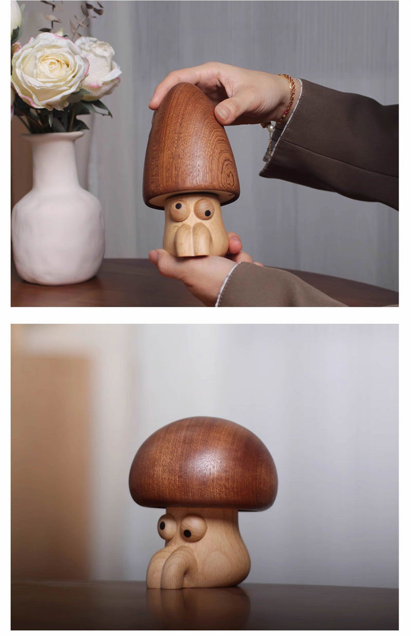Whimsical Wooden Mushroom Music Box - Cute Eyes & Magical Melody