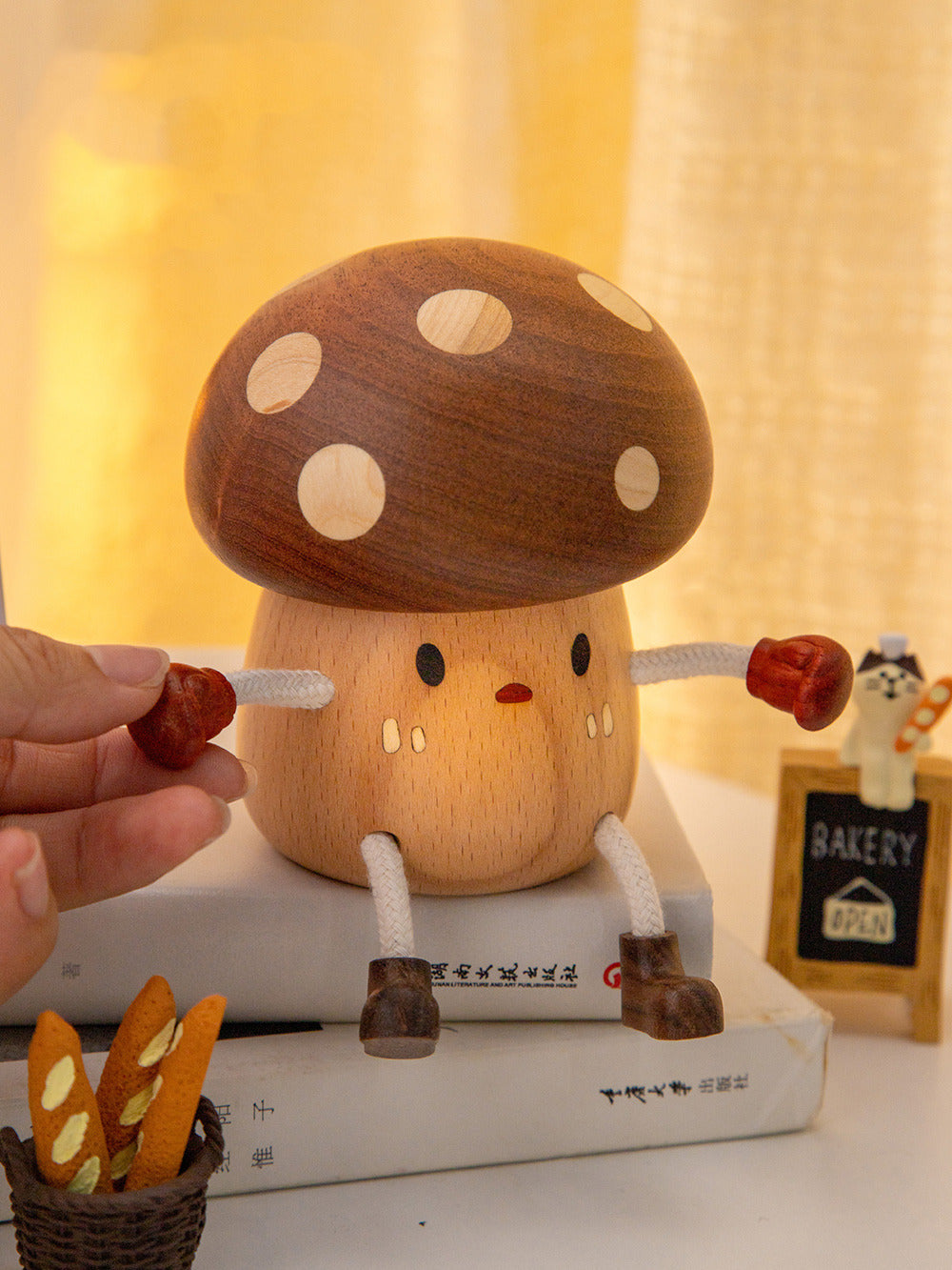 Whimsical Wooden Mushroom Toothpick Holder & Jewelry Box