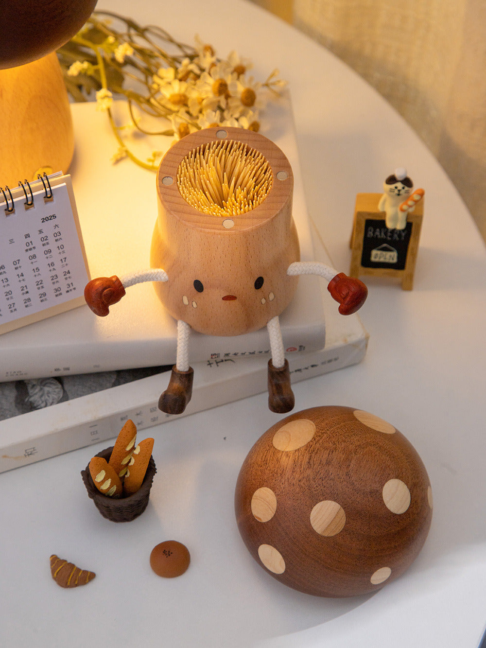 Whimsical Wooden Mushroom Toothpick Holder & Jewelry Box