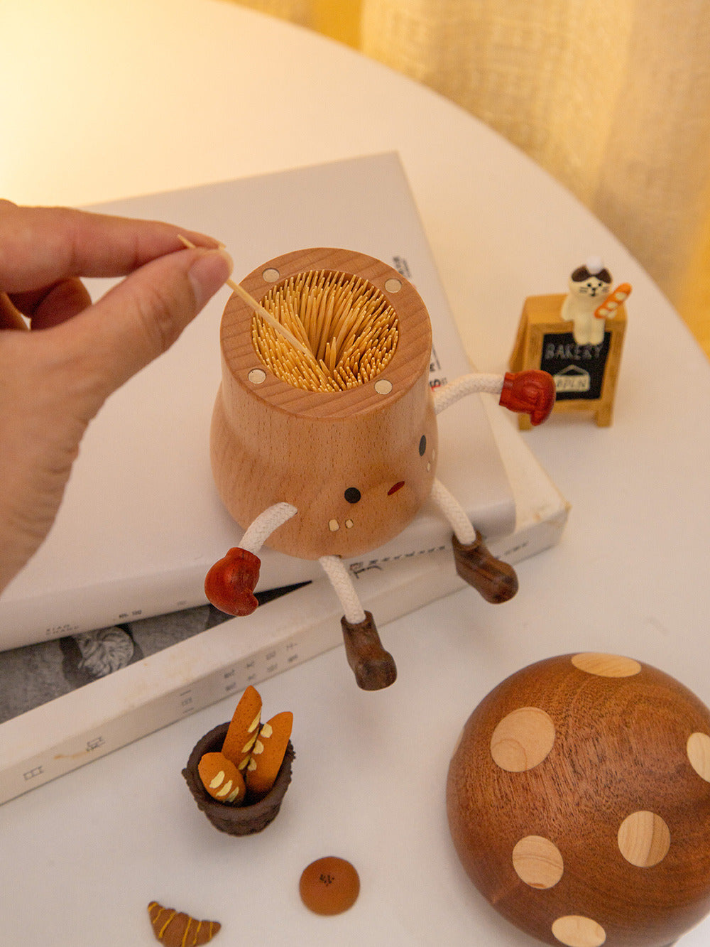 Whimsical Wooden Mushroom Toothpick Holder & Jewelry Box