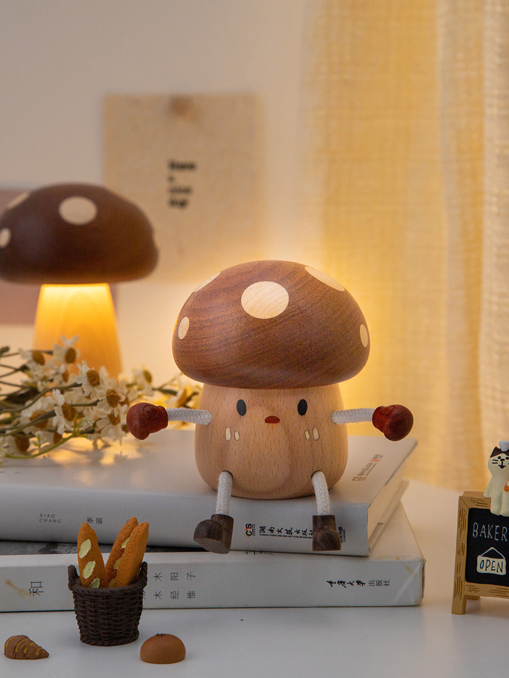 Whimsical Wooden Mushroom Toothpick Holder & Jewelry Box