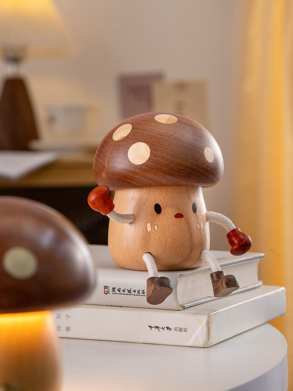 Whimsical Wooden Mushroom Toothpick Holder & Jewelry Box