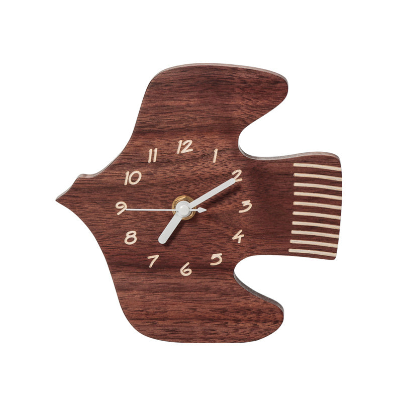 Wooden Abstract Seagull Wall Clock, Home Office Art Decoration Table Clock