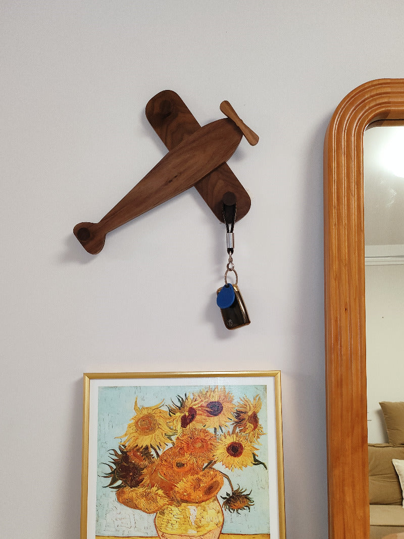 Wooden Airplane Shape Wall Hook, Room Decoration Gift Idea