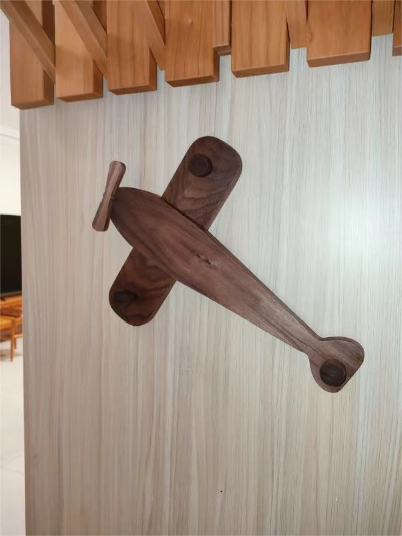 Wooden Airplane Shape Wall Hook, Room Decoration Gift Idea