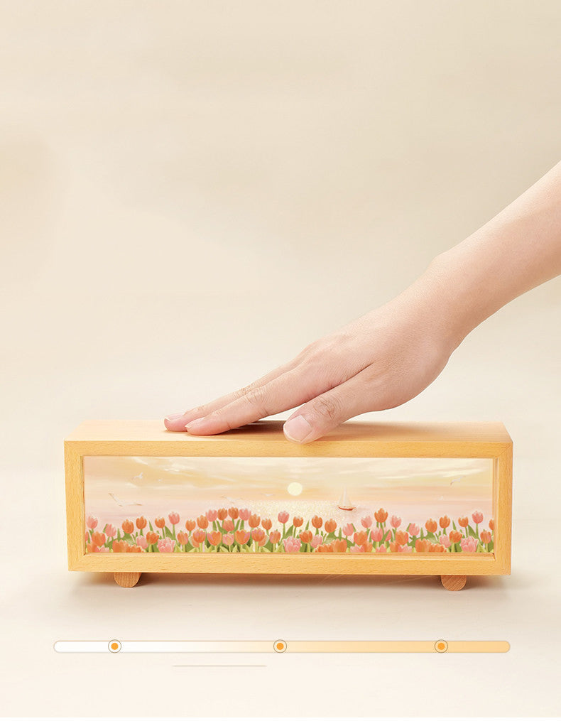 Wooden Ambient Lamp With Floral Design:Creative Gift Night Light
