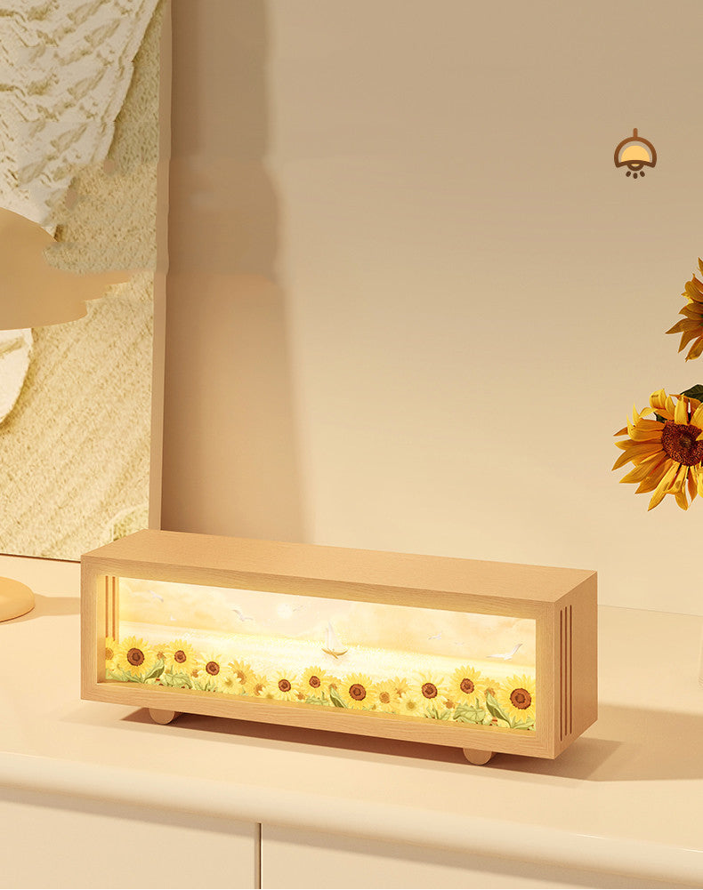 Wooden Ambient Lamp With Floral Design:Creative Gift Night Light