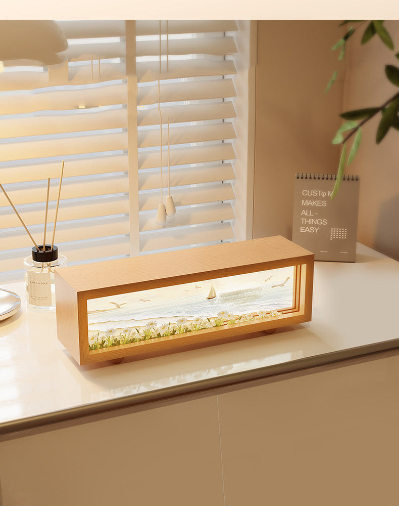Wooden Ambient Lamp With Floral Design:Creative Gift Night Light