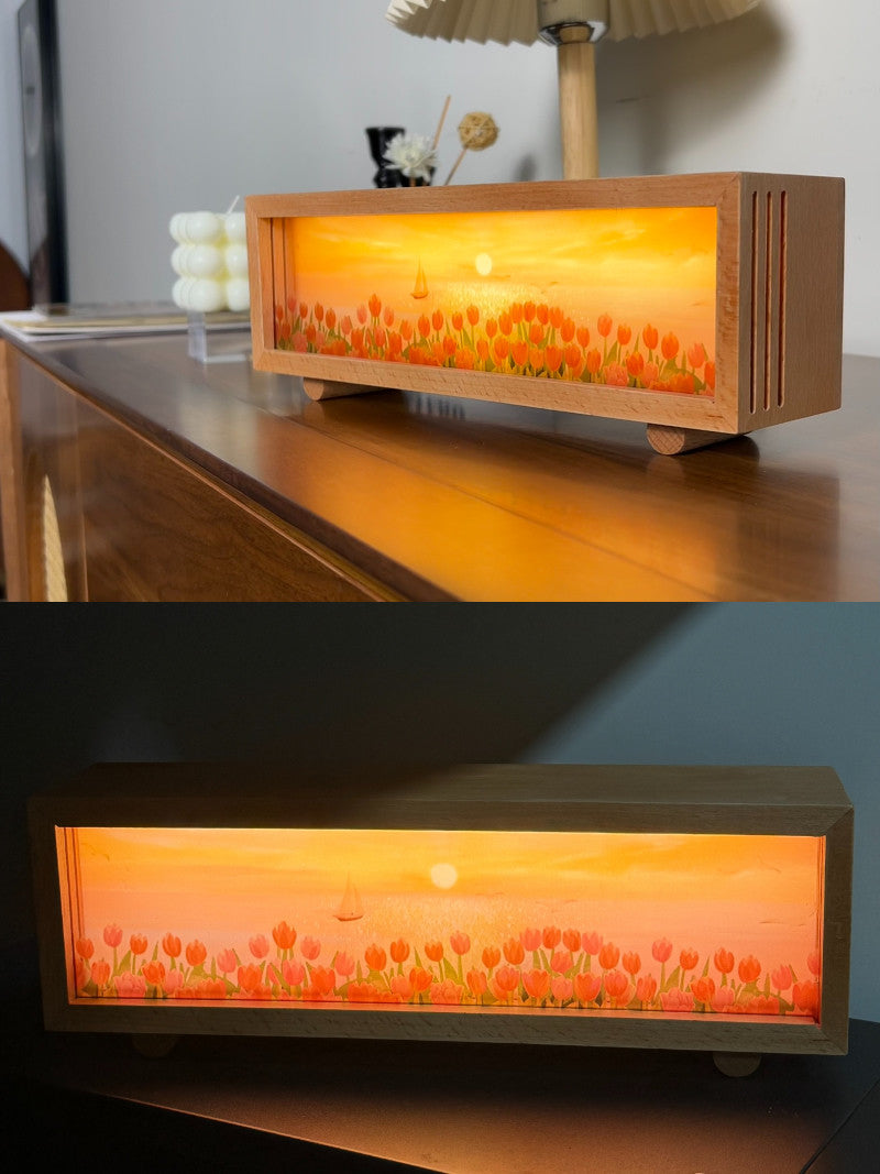 Wooden Ambient Lamp With Floral Design:Creative Gift Night Light
