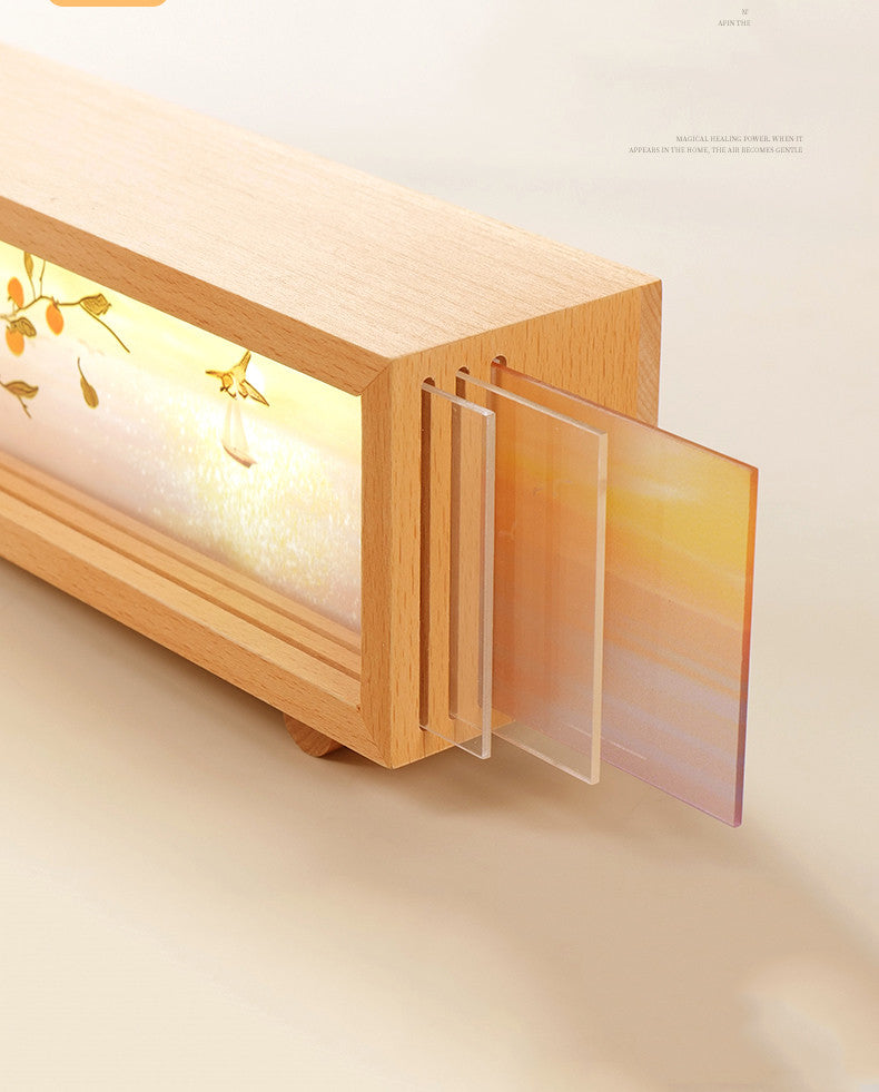 Wooden Ambient Lamp With Floral Design:Creative Gift Night Light