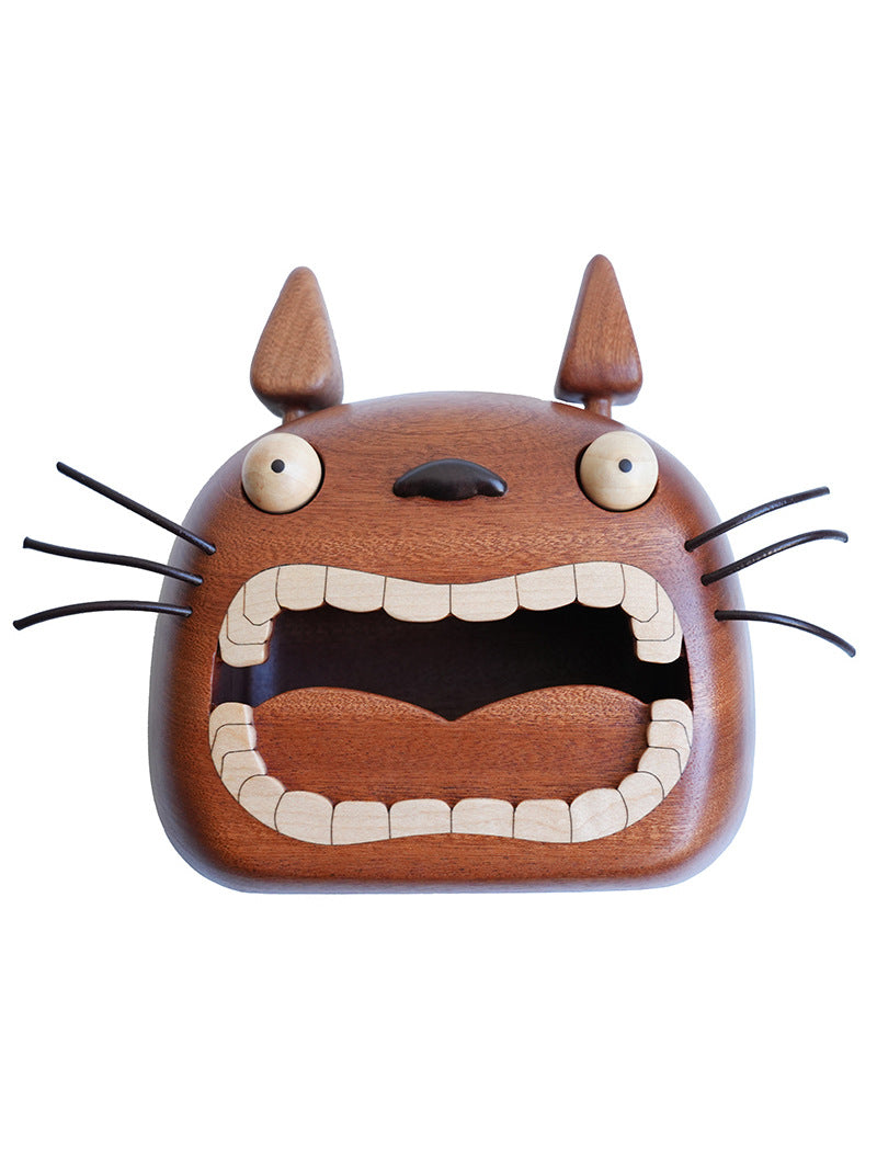Wooden Big Mouth Cat Facial Tissue Holder, Unique Home Decoration