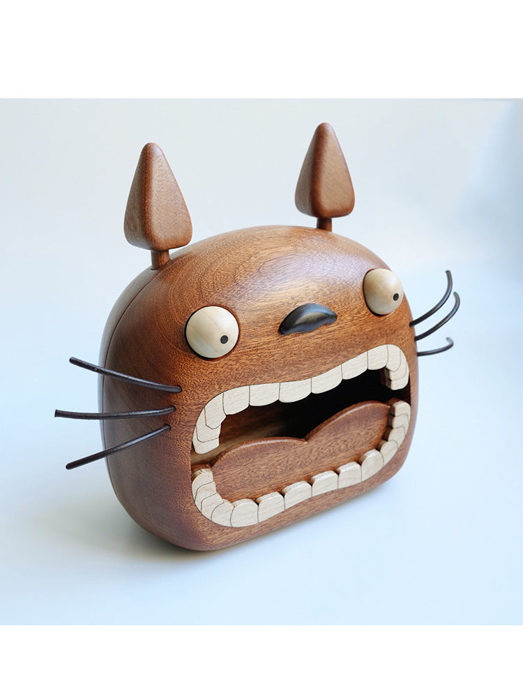Wooden Big Mouth Cat Facial Tissue Holder, Unique Home Decoration