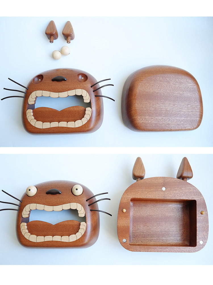 Wooden Big Mouth Cat Facial Tissue Holder, Unique Home Decoration