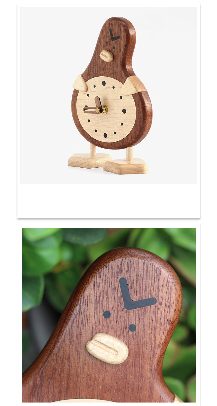 Wooden Big Strange Bird Table Clock, Home Office Ornaments, Creative Gift