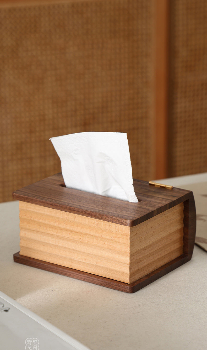 Wooden Book-Shaped Office Desk Tissue Box - Elegant & Novelty Home Decor