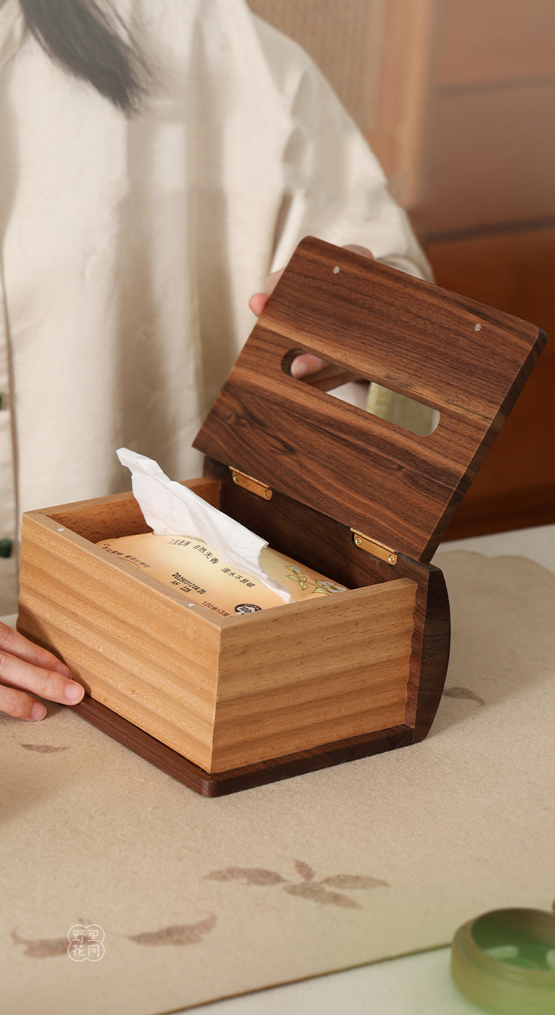 Wooden Book-Shaped Office Desk Tissue Box - Elegant & Novelty Home Decor