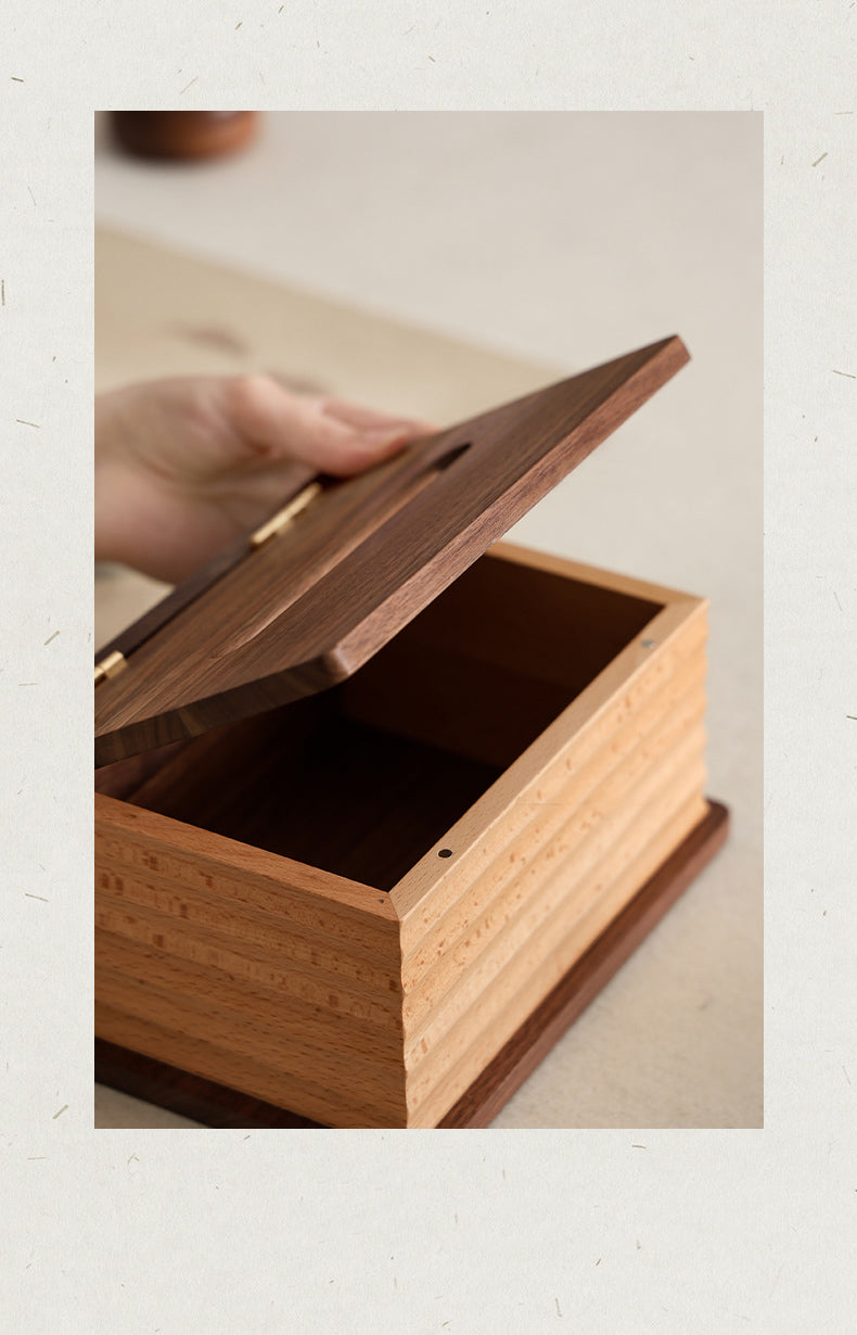 Wooden Book-Shaped Office Desk Tissue Box - Elegant & Novelty Home Decor