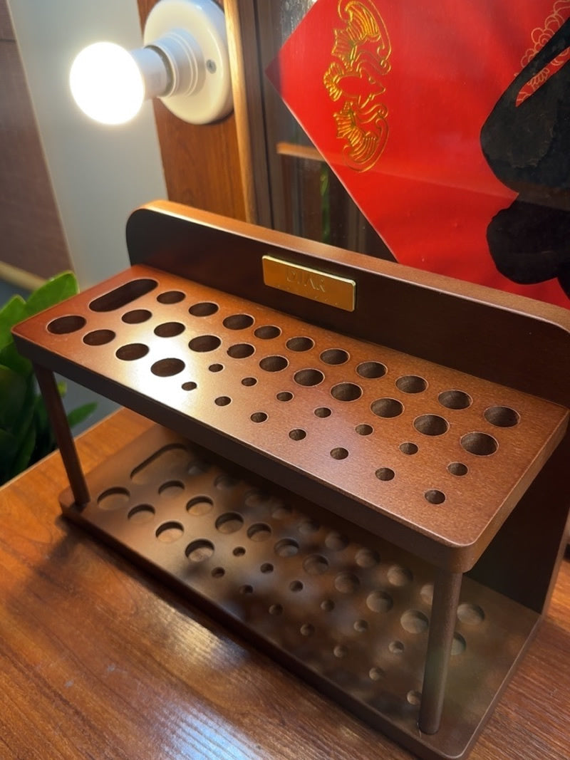 Desktop Wooden Brush Organizer - Storage for Paintbrushes, Pens & Pencils