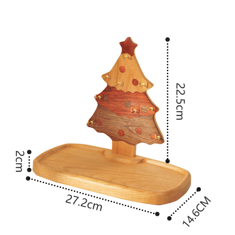 Wooden Christmas Tree Desk Organizer - Mini Key & Jewelry Hooks