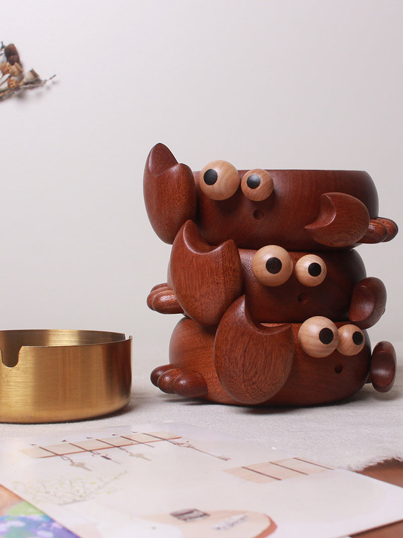 Wooden Crab Ashtray - Unique Desktop Decorative Ornaments