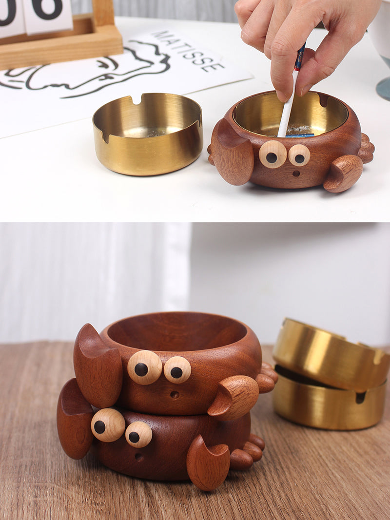 Wooden Crab Ashtray - Unique Desktop Decorative Ornaments