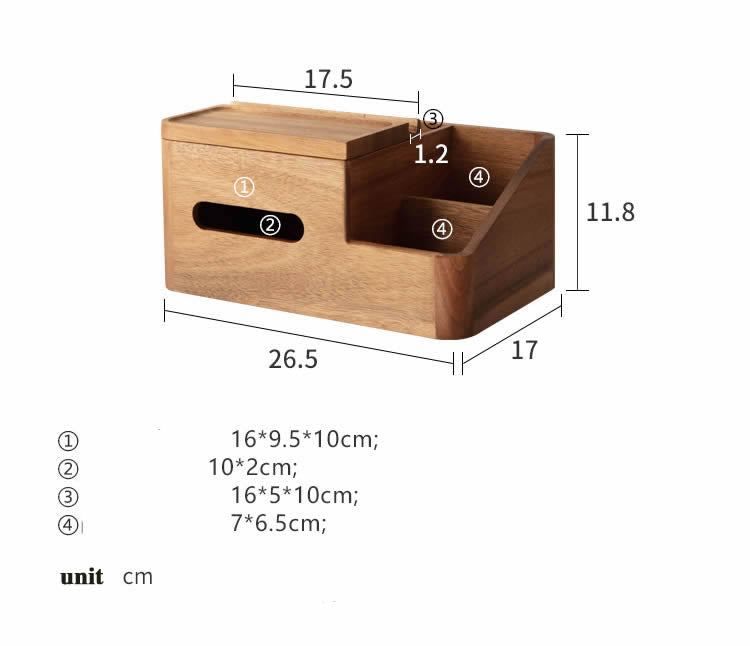 Wooden Desktop Storage Box, Tissue Box, Mobile Phone Holder