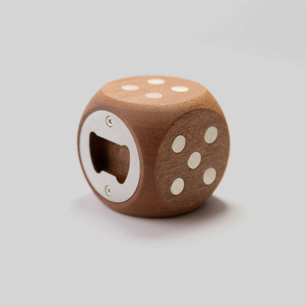 Wooden Dice Bottle Opener & Fridge Magnet - Novelty kitchen Bar Accessory