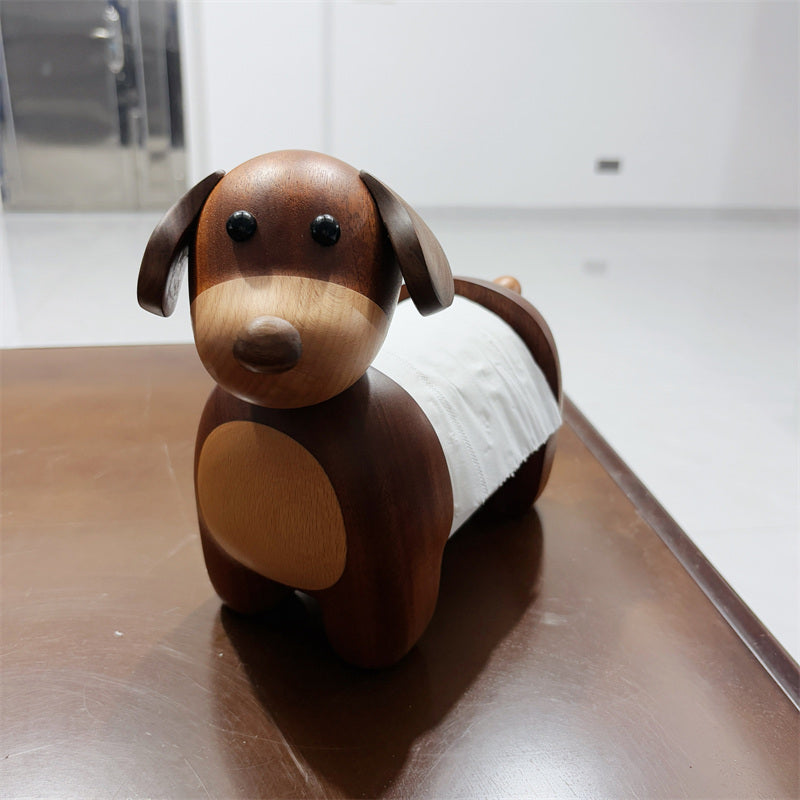 Wooden Dog Toilet Paper Holder – Cute Dog-Shaped Tissue Dispenser & Bathroom Decor