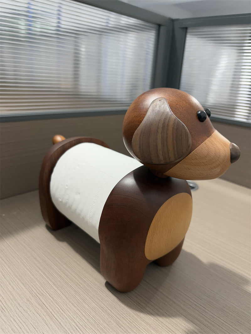 Wooden Dog Toilet Paper Holder – Cute Dog-Shaped Tissue Dispenser & Bathroom Decor