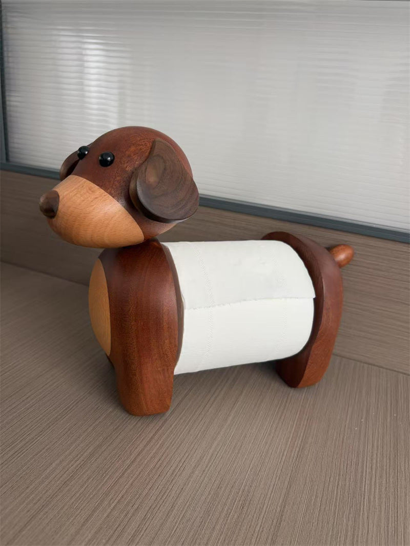 Wooden Dog Toilet Paper Holder – Cute Dog-Shaped Tissue Dispenser & Bathroom Decor