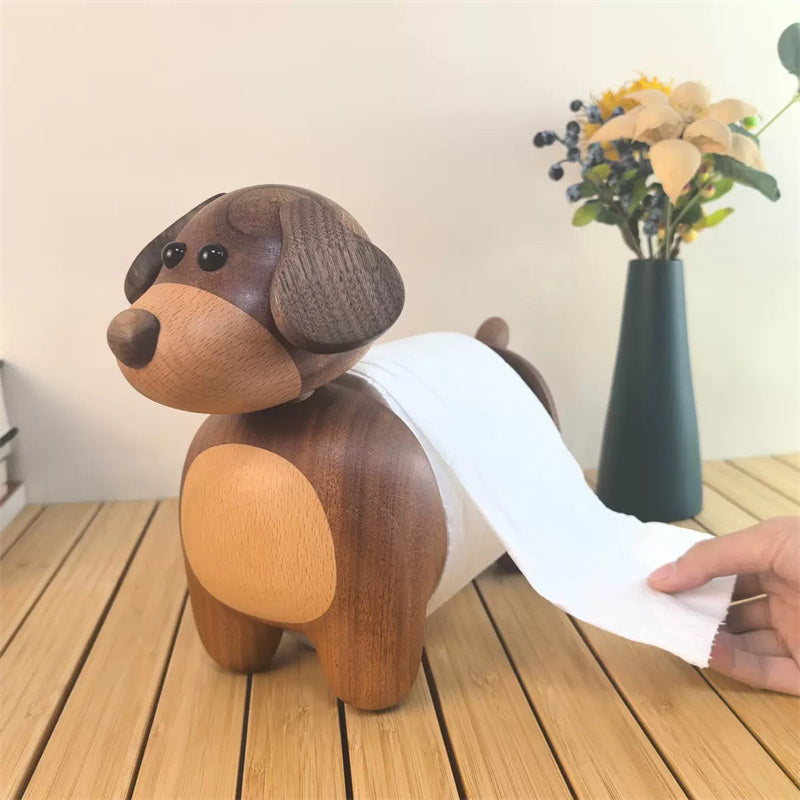 Wooden Dog Toilet Paper Holder – Cute Dog-Shaped Tissue Dispenser & Bathroom Decor